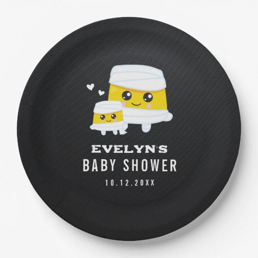 Mummy Halloween Baby shower Papieren Bordje (Voorkant)