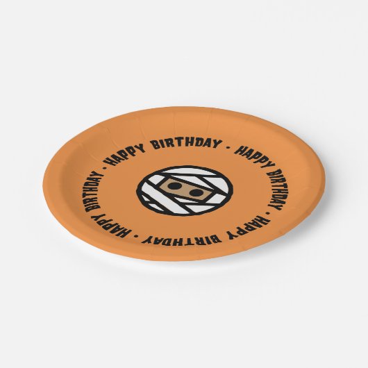 Mummy Halloween Birthday Paper borden Papieren Bordje (Gekanteld)