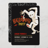 Mummy Halloween Birthday Party Invitation Kaart (Voorkant / Achterkant)