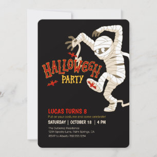 Mummy Halloween Birthday Party Invitation Kaart