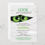 Mummy Halloween Birthday Party Invitation Kaart (Voorkant / Achterkant)