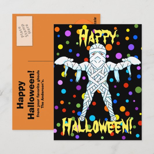 Mummy Halloween Briefkaart (Voorkant / Achterkant)