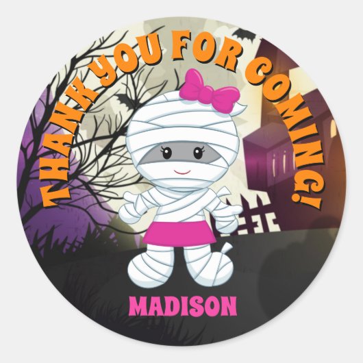 Mummy Halloween Dank u Stickers gepersonaliseerd (Voorkant)