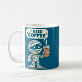 Mummy Halloween I Need Coffee Funny Sarcastic Caff Koffiemok (Links)