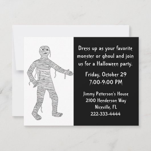 Mummy Halloween Party Invitation Kaart (Voorkant)