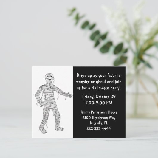 Mummy Halloween Party Invitation Kaart (Staand voorkant)