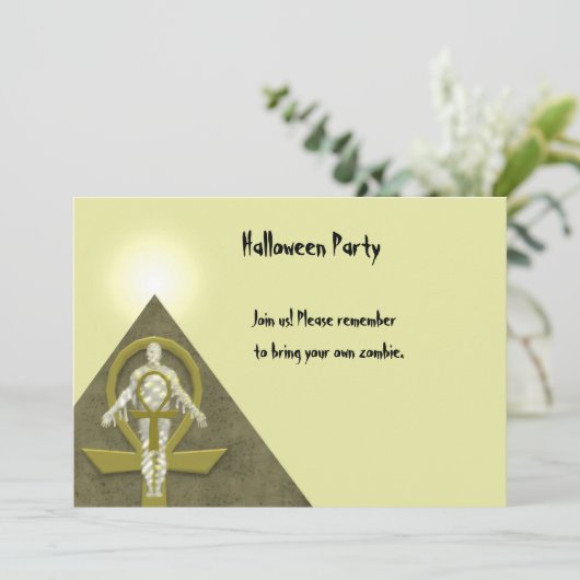 Mummy - Halloween Party Invitation Kaart (Staand voorkant)