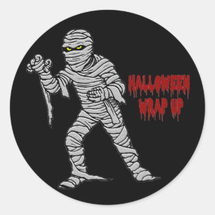 Mummy Halloween Wrap Ronde Sticker