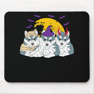 Mummy heks siberiaanse husky dog   Halloween gift Muismat