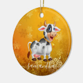 Mummy Koe Geel keramisch Ornament (Links)