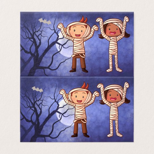 Mummy kostuum leuke cartoon kinder klaslokaal kaart (Buitenkant ongevouwen)