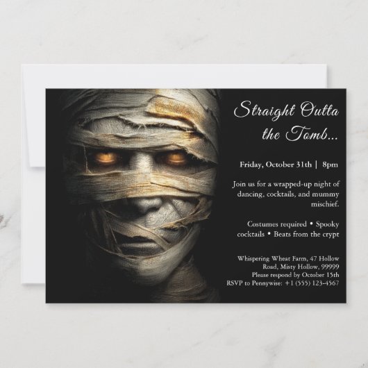 Mummy Madness | Halloween Costume Party Invitation Kaart (Voorkant)