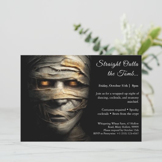 Mummy Madness | Halloween Costume Party Invitation Kaart (Staand voorkant)