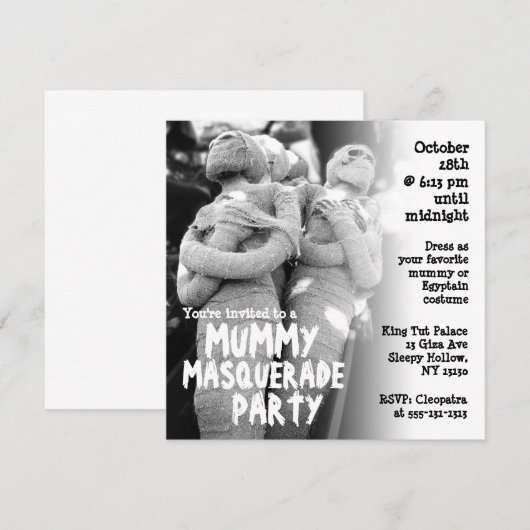 Mummy Masquerade Halloween Party Invitation Kaart (Voorkant / Achterkant)