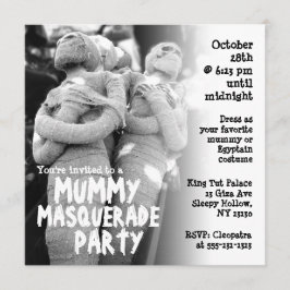 Mummy Masquerade Halloween Party Invitation Kaart