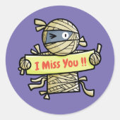Mummy Miss You Round Sticker personaliseren (Voorkant)