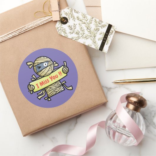 Mummy Miss You Round Sticker personaliseren (Geschenken)