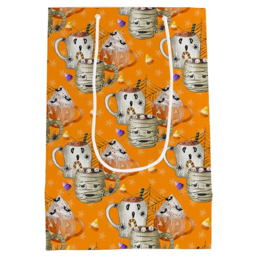 Mummy Mok Halloween Pattern Medium Cadeauzakje (Achterkant)