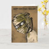 Mummy Monster Aangepaste Zombie verjaardag Kaart (Gele Bloem)
