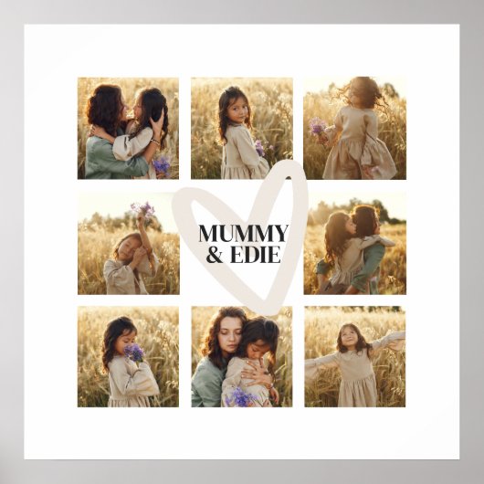 Mummy multi foto crème hart elegant stijlvol poster (Voorkant)