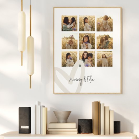 Mummy multi foto crème hart elegant stijlvol poster