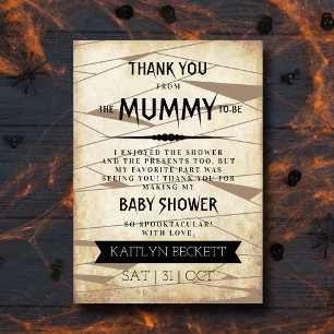 Mummy om te worden   Halloween Baby shower Bedankkaart