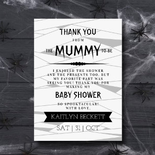 Mummy om te worden   Halloween Baby shower Bedankkaart