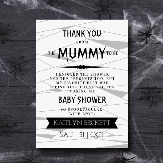 Mummy om te worden | Halloween Baby shower Bedankkaart