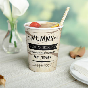  Mummy om te worden   Halloween Baby shower Papieren Bekers