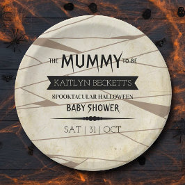  Mummy om te worden | Halloween Baby shower Papieren Bordje