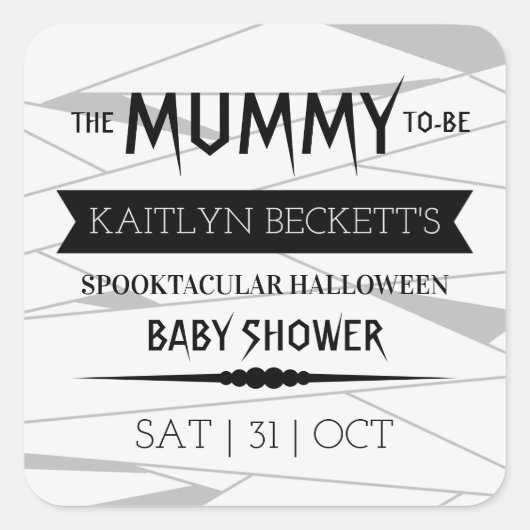 Mummy om te worden | Halloween Baby shower Vierkante Sticker (Voorkant)