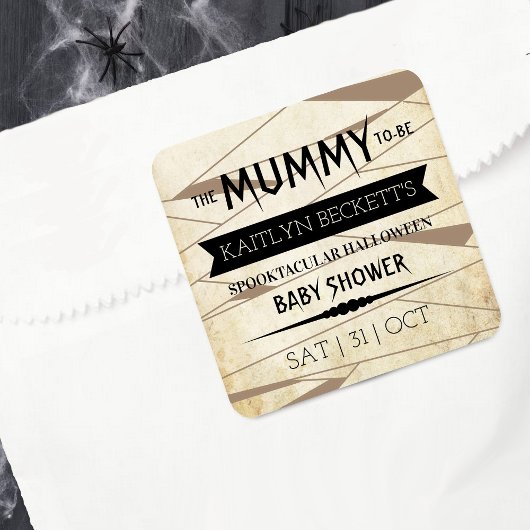  Mummy om te worden | Halloween Baby shower Vierkante Sticker