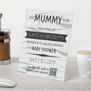 Mummy om te worden   Welkom Halloween Baby shower Reclamebord Met Voetstuk