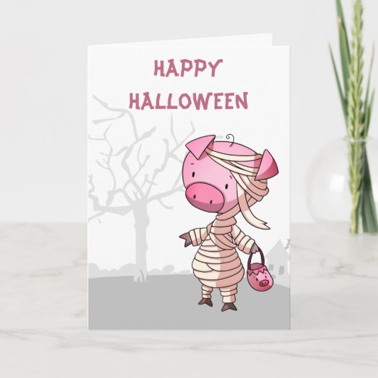Mummy Pig Trick of Treny Halloween Card Kaart (Voorkant)