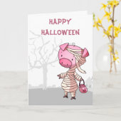Mummy Pig Trick of Treny Halloween Card Kaart (Gele Bloem)