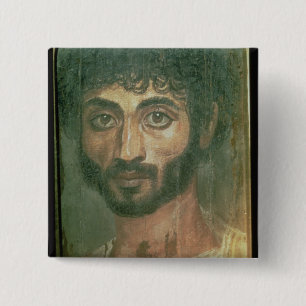 Mummy Portret van een Man uit Fayum, Romano-Egypti Vierkante Button 5,1 Cm