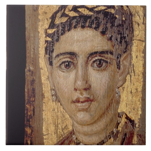 Mummy Portret van een vrouw uit Fayum, Romano-Egyp Tegeltje (Voorkant)
