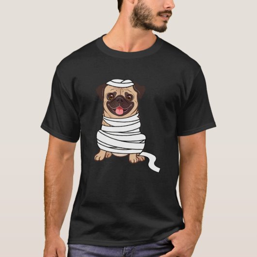 Mummy Pug Cute Dog Halloween Costume Pug O Ween T-shirt (Voorkant)