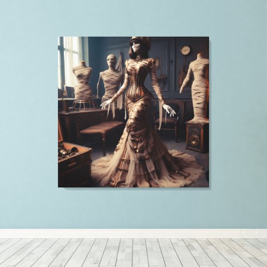 Mummy Queen Steampunk Victoriaans Gothic Canvas Afdruk (Insitu (Houten vloer))
