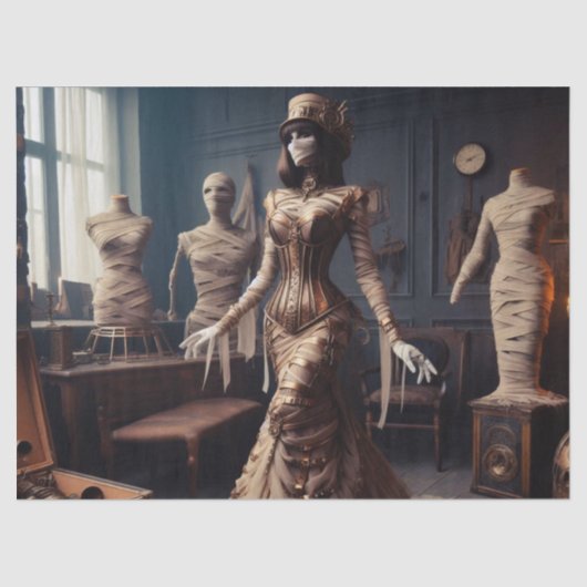 Mummy Queen Steampunk Victoriaans Gotische Decoupa Tissuepapier (Voorkant)