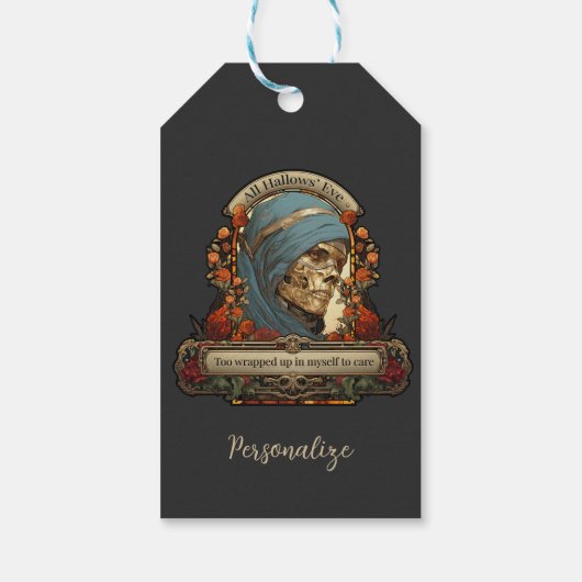 Mummy Skelet Grappig Quote Halloween Personalisere Cadeaulabel (Achterkant)