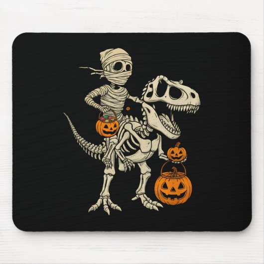 Mummy Skeleton Riding Dinosaur T Rex Kinder Jongen Muismat (Voorkant)