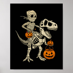 Mummy Skeleton Riding Dinosaur T Rex Kinder Jongen Poster