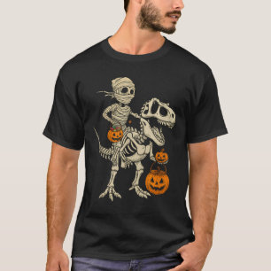 Mummy Skeleton Riding Dinosaur T Rex Kinder Jongen T-shirt