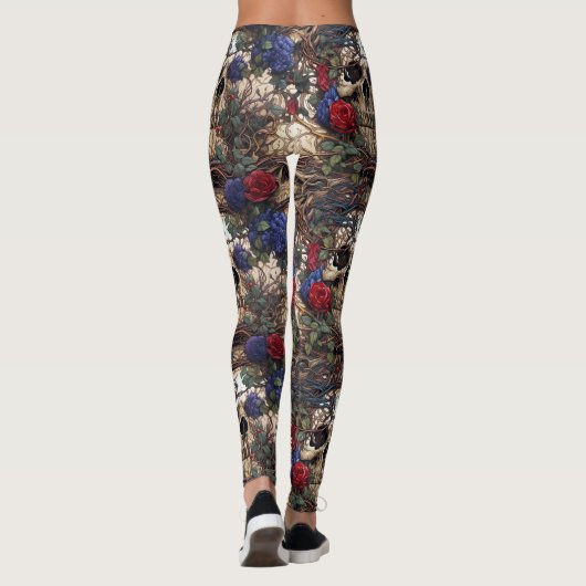 Mummy Skulls Dark Fantasy Rozen Gothic Leggings (Achterkant)