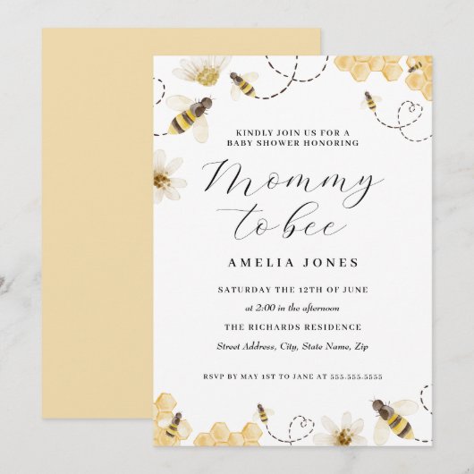 Mummy to be Yellow Baby shower Kaart (Voorkant / Achterkant)