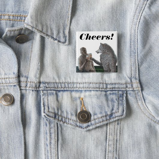 Mummy Werewolf Drink Beer Fantasy Art Button (In situ)