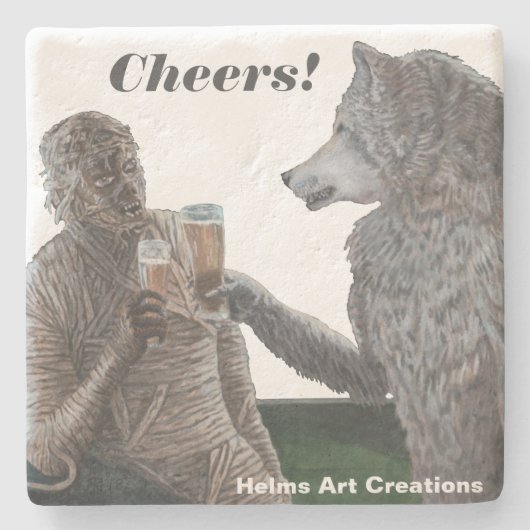 Mummy & Werewolf Drink Fantasy Barware Onderzetter (Voorkant)