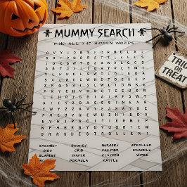 Mummy Word Zoeken Halloween Baby shower Spel