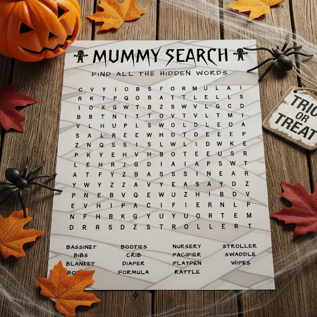 Mummy Word Zoeken Halloween Baby shower Spel (Creator heeft geüpload)